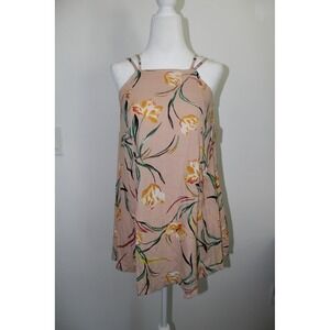 O'Neill Women's Floral Print Blouse Peach Pink Double Strap Size M NWT